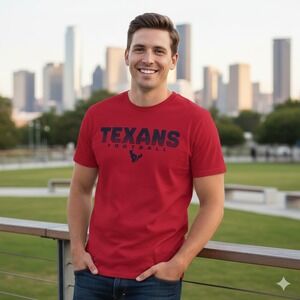 Fanatics NFL Houston Texans Football Red Short Sleeve T-Shirt - Size L‎